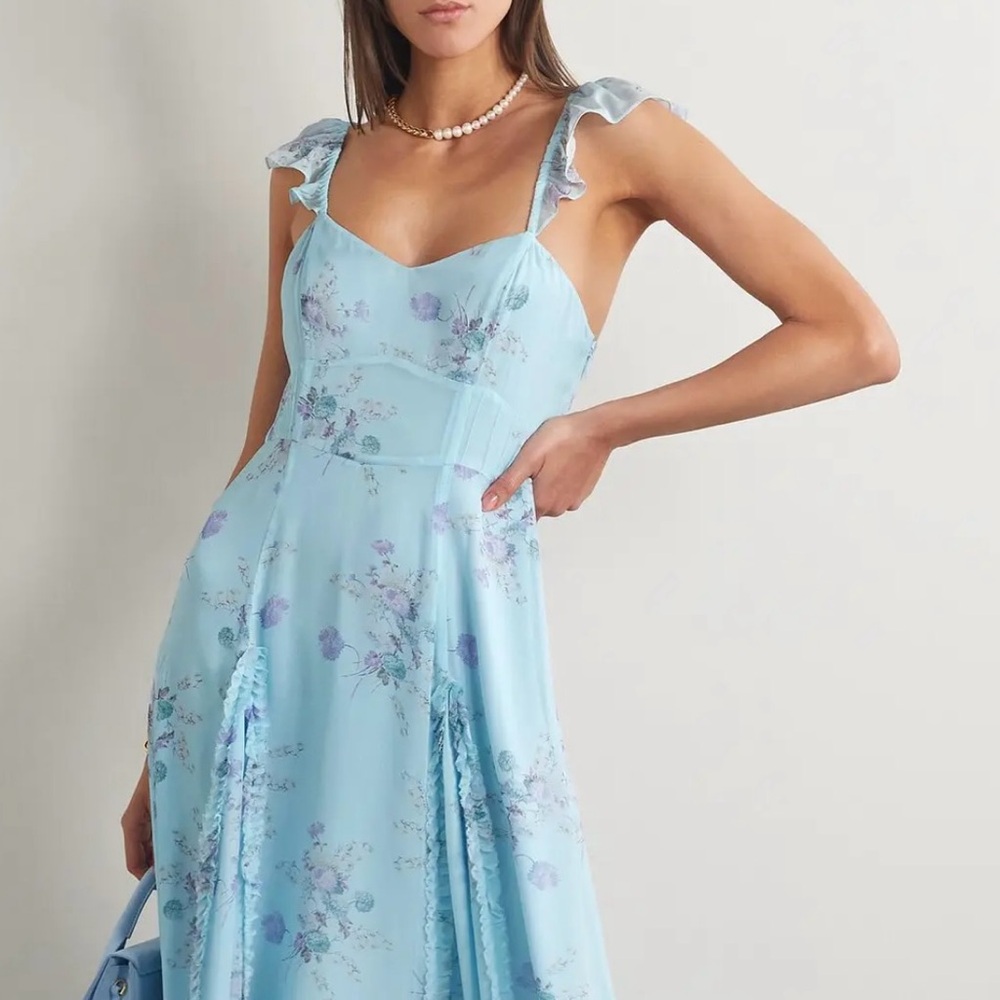 LoveShackFancy Tulonne Ruffled Floral-print Georgette Maxi Dress